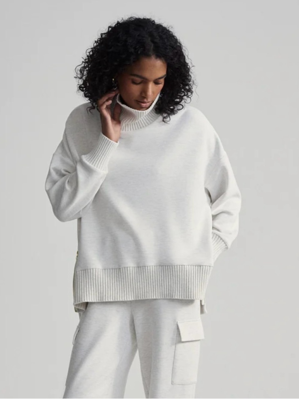 Varley Ivory Oversized Turtleneck Sweater